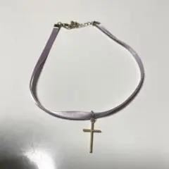 パープル　クロス　チョーカー