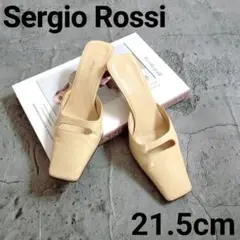 Sergio Rossi パンプス 21.5㎝ ベージュ ミュール スクエア