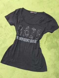 y2k 平成ギャル ロゴスパンコール半袖Ｔシャツ　Mサイズ