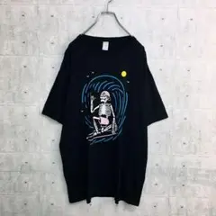 x0173Tシャツ 黒 XL 綿100 ビックプリント