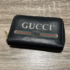 美品 グッチ ヴィンテージロゴ コインケース レザー ブラック