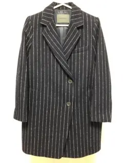 【美品】スピックアンドスパン 濃紺ストライプチェスターコート