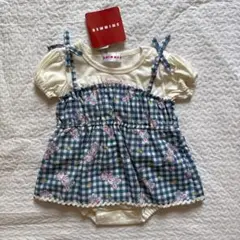 SWIMMER ウサギ柄チェックロンパース