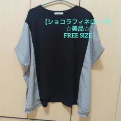 最終値下げ！【ショコラフィネローブ】☆美品☆バイカラーストライプ半袖Tシャツ