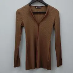 【週末限定値下げ】(2 ) ZARA ブラウン リブ編み 長袖トップス S
