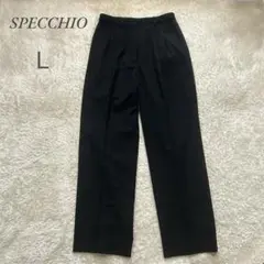 美品【スペッチオ 】SPECCHIO ブラック ストライプ ワイドパンツ L
