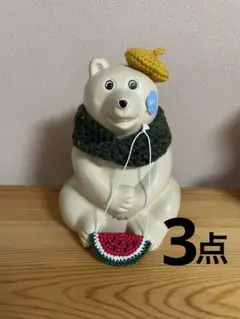 しろくま貯金箱　スヌード＋ベレー帽　セット　ハンドメイド品