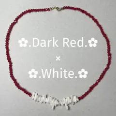 ✿.Dark Red×White.✿ 白珊瑚のチョーカーネックレス