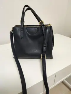 ビューティ＆ユース　フェイクレザー　ネイビー　ハンドバッグ ショルダーバッグ
