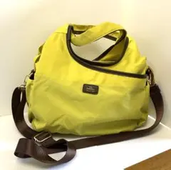 Via Demizon イエロー ナイロン ショルダーバッグ 2way