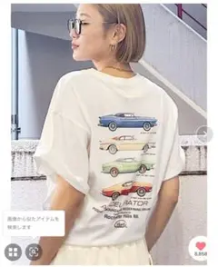 ungrid カープリントTシャツ 車 白 フリー