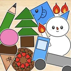 パネルシアター「◯△□でつくろう」(丸三四角かたち形保育教材お誕生日会）h15