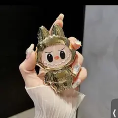 LABUBU ラブブ ミラー付き スマホ スタンド ゴールド