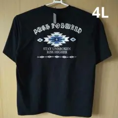 ☆新品☆4L メンズ 半袖Tシャツ ブラック 刺しゅう クルーネック