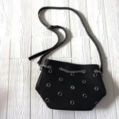 【美品】ハトメ ショルダーバッグ ブラック