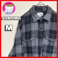 usa古着 SONOMA ネルシャツ M チェック ブラック グレー
