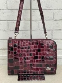 (K08218) COCCO FIORE エナメル加工クロコ型押し2WAYバッグ