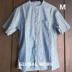 GLOBAL WORK グローバルワーク　デニムバンドカラーシャツ　半袖　M