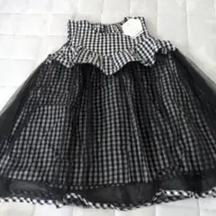 黒と白のチェック チュニック 130