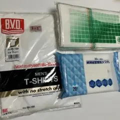 BVD丸首半袖Tシャツ.ウエットティッシュ20枚入、タオル