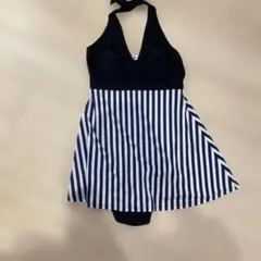 美品　Milk tea ストライプ柄ワンピース水着