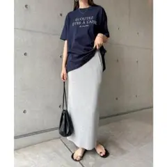 andMe セルフカットリブロングタイトスカート