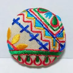 インド刺繍　№2315　エスニック　㊳ミリ　ヘアゴム・ブローチ　くるみボタン