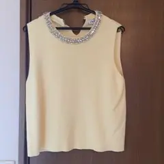 ラインストーンプレーンニット　トップスL❤️美品