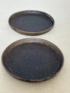 奥田章｜黒南蛮ケーキ皿12cm，2枚セット