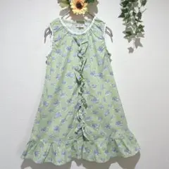【CUTE PARADISE】 130cm 花柄ギンガムチェック ワンピース