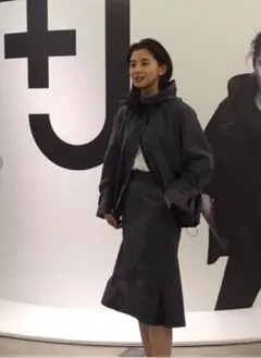 ユニクロ+J　 ジルサンダー 　シルクブレンドフレアスカート　ブラック