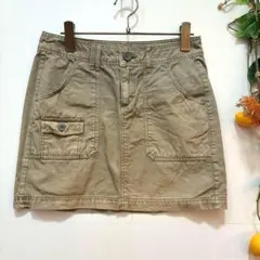 【H&M】ミニスカート　デニム　コットン　カーキ　US 4 160/64A
