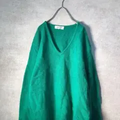 【ヴィンテージ】レトロ アンゴラ混 Vネックニット 古着 used AS83