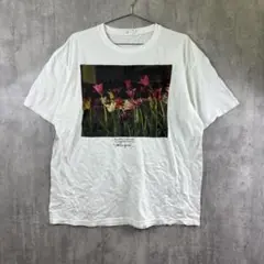 Anvil花柄フォトTシャツ/オーバーサイズ/アメリカ古着/ホワイト