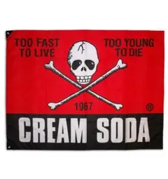 新品未開封 クリームソーダ cream soda 角ドクロ 旗 フラッグ
