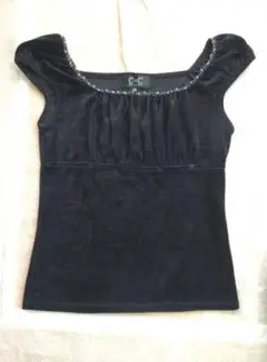 黒 ベルベット フィットトップス