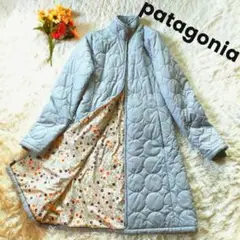 patagoniaパタゴニア 裏地総花柄 キルティングロングコート 軽量 極暖