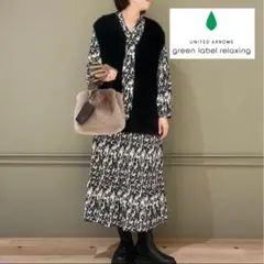 美品【green label relaxing ブラープリントボウタイワンピース