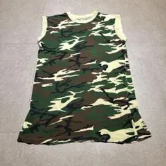 Unknown Tシャツ　ノースリーブ　迷彩　緑　ベージュ　サバゲー