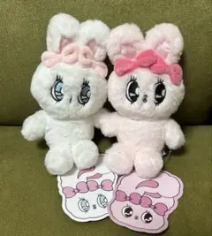 エスターバニー　ぬいぐるみ　ハートキーチェーン ピンク、白2点セット