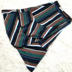 【美品】MUVEIL ストライプ 総柄 巻きスカート ロングスカート36