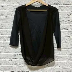 美品✨TRANS WORK【トランスワーク】黒 五部袖トップス アンサンブル Ｍ