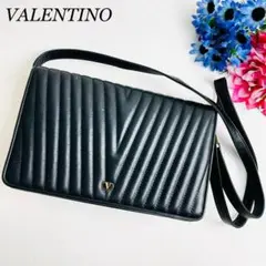 極美品✨ヴァレンティノガラヴァーニ ショルダーバッグ Vロゴ レザー ブラック