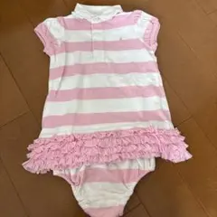 Ralph Lauren ストライプ フリル 半袖ワンピ70センチカバーパンツ付