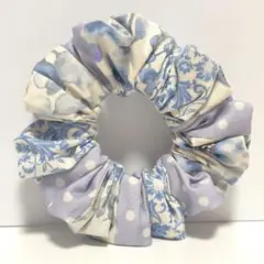 セレストブルー系　シュシュ　ハンドメイド　シンプル