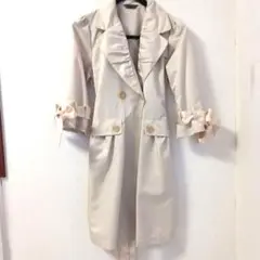 ベージュ スプリングコート リボン付き