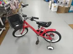 J039★真っ赤な子供自転車(補助輪付き)★KIDS SHOW★14インチ