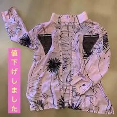 D'azur ピンク花柄長袖シャツ Lサイズ