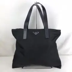 PRADA プラダ ナイロン ロゴプレート トートバッグ ブラック レディース