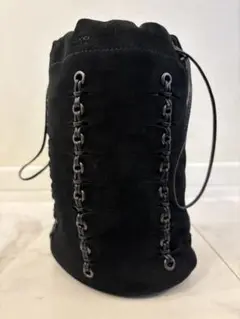 グッチ ポーチ ハトメ ミニ 巾着ポーチ スエード ブラック 黒 101681